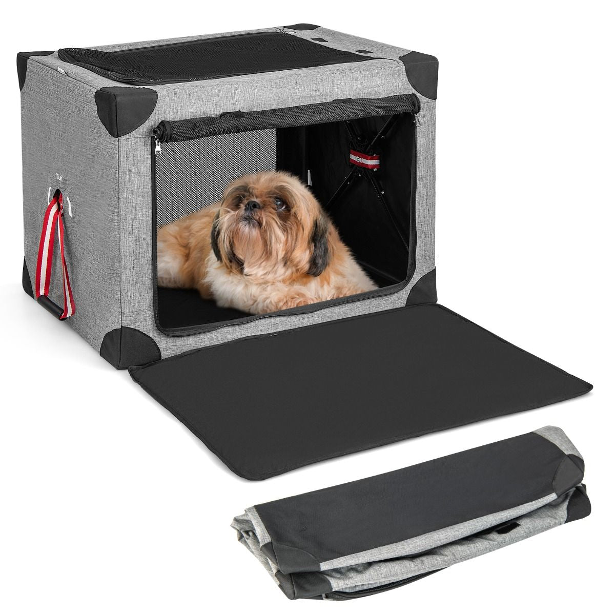 Trasportino per Cani Pieghevole Con 3 Aperture Telaio in Metallo, Kennel Portatile Morbido Da Viaggio 3 Dimensioni