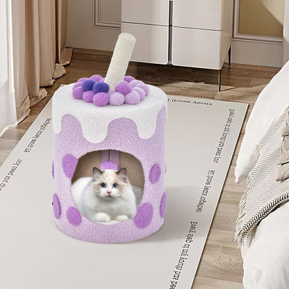 Albero per Gatti a Forma Di Bubble Tea, Mobile per Gatti Con Tiragraffi in Sisal Palline Appese 2 Colori