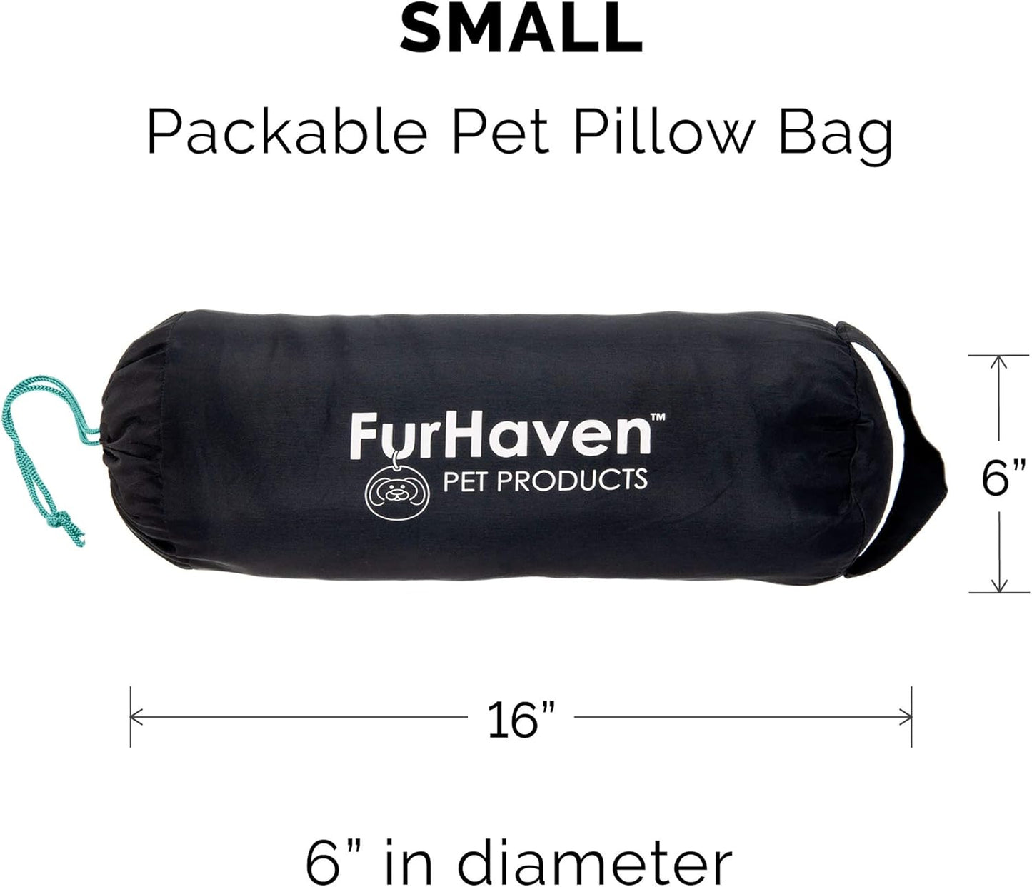 Small Dog Bed Trail Pup Travel Pillow Mat W/Stuff Sack, Washable - Aqua/Granite Gray, Small