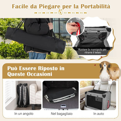 Trasportino per Cani Pieghevole Con 3 Aperture Telaio in Metallo, Kennel Portatile Morbido Da Viaggio 3 Dimensioni