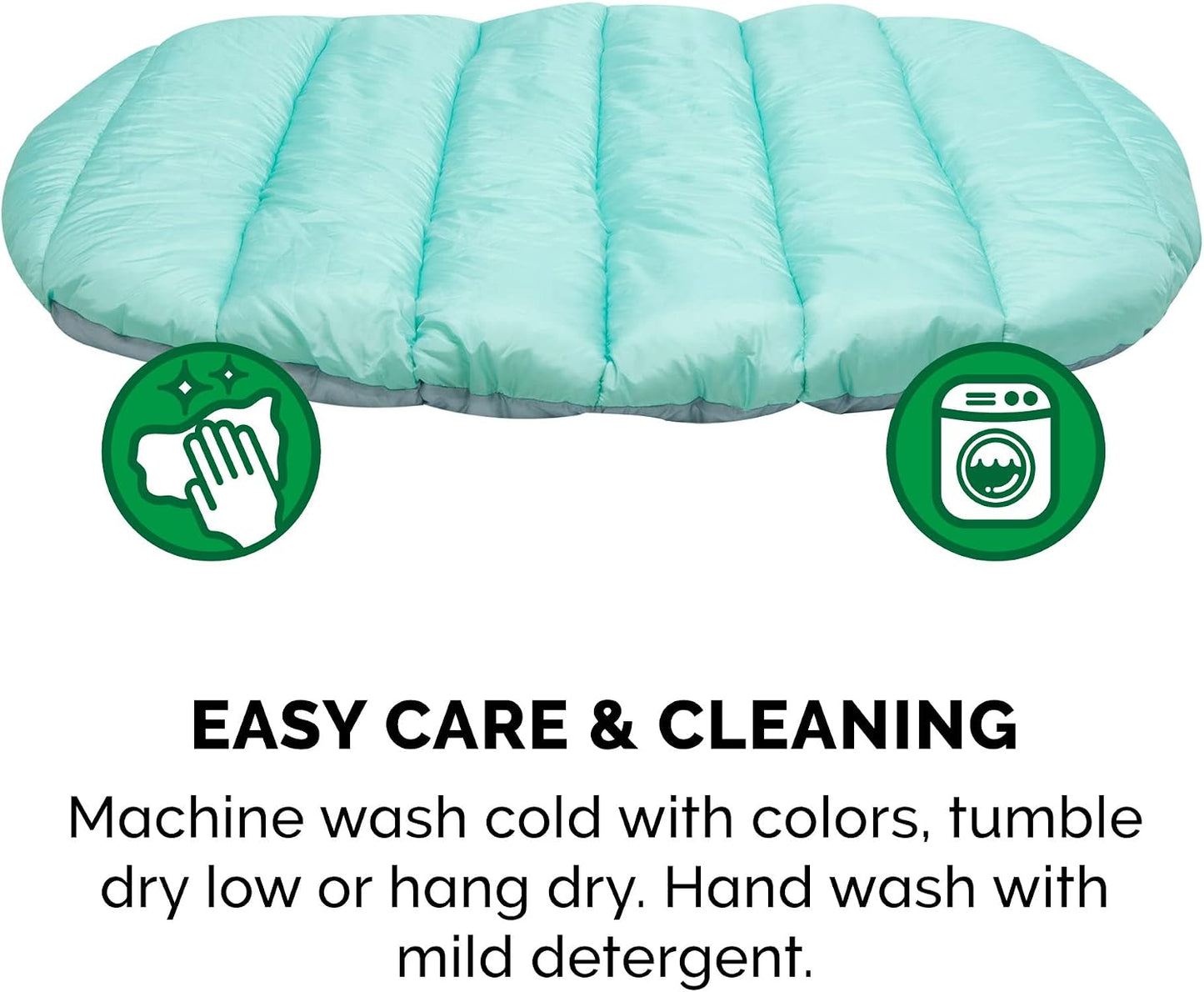 Small Dog Bed Trail Pup Travel Pillow Mat W/Stuff Sack, Washable - Aqua/Granite Gray, Small