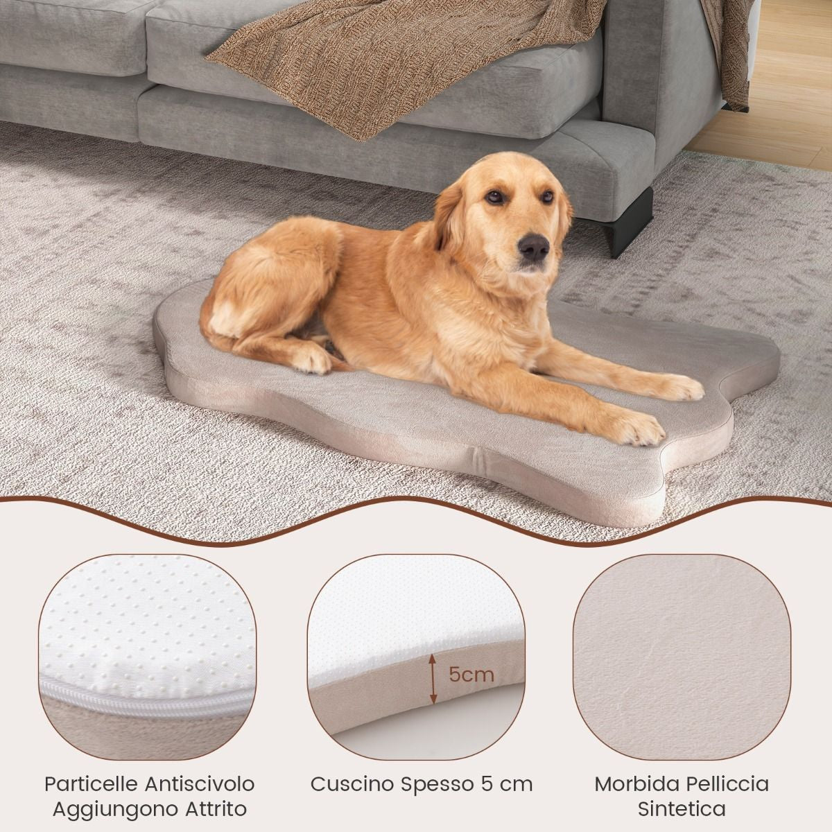 Cuscino per Cani Impermeabile, Cuscino Ortopedico per Cani Con Supporto in Memory Foam Copertura Rimovibile 2 Colori