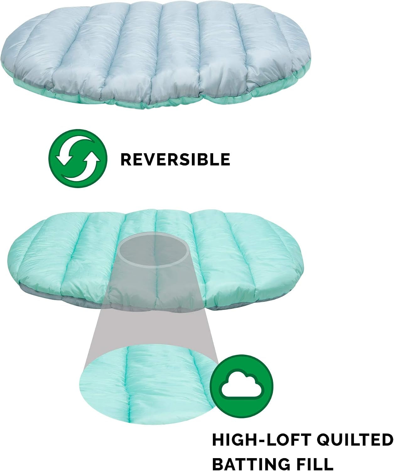 Small Dog Bed Trail Pup Travel Pillow Mat W/Stuff Sack, Washable - Aqua/Granite Gray, Small