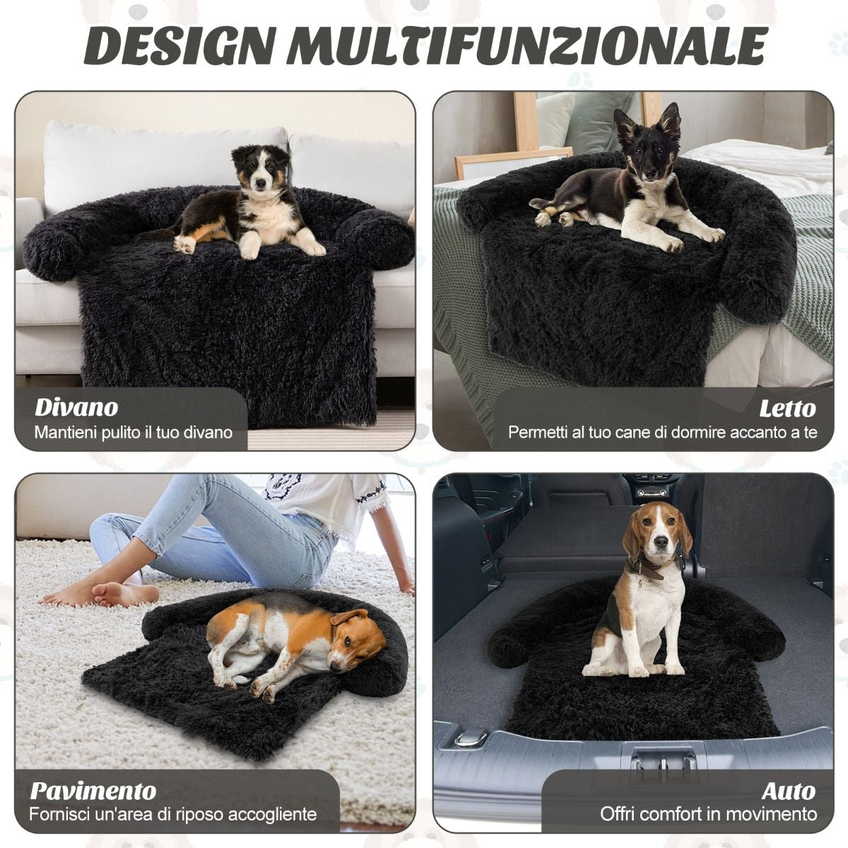 Cuccia per Cani in Peluche Con Fondo Antiscivolo Copertura Rimovibile E Lavabile, Letto Divano per Cani O Gatti 2 Colori 3 Dimensioni