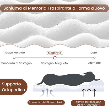 Cuscino per Cani Impermeabile, Cuscino Ortopedico per Cani Con Supporto in Memory Foam Copertura Rimovibile 2 Colori
