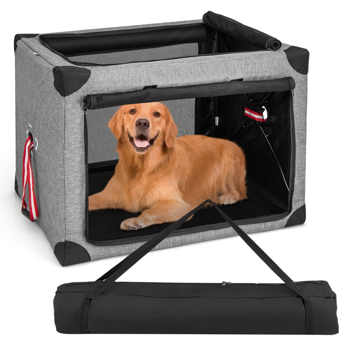 Trasportino per Cani Pieghevole Con 3 Aperture Telaio in Metallo, Kennel Portatile Morbido Da Viaggio 3 Dimensioni