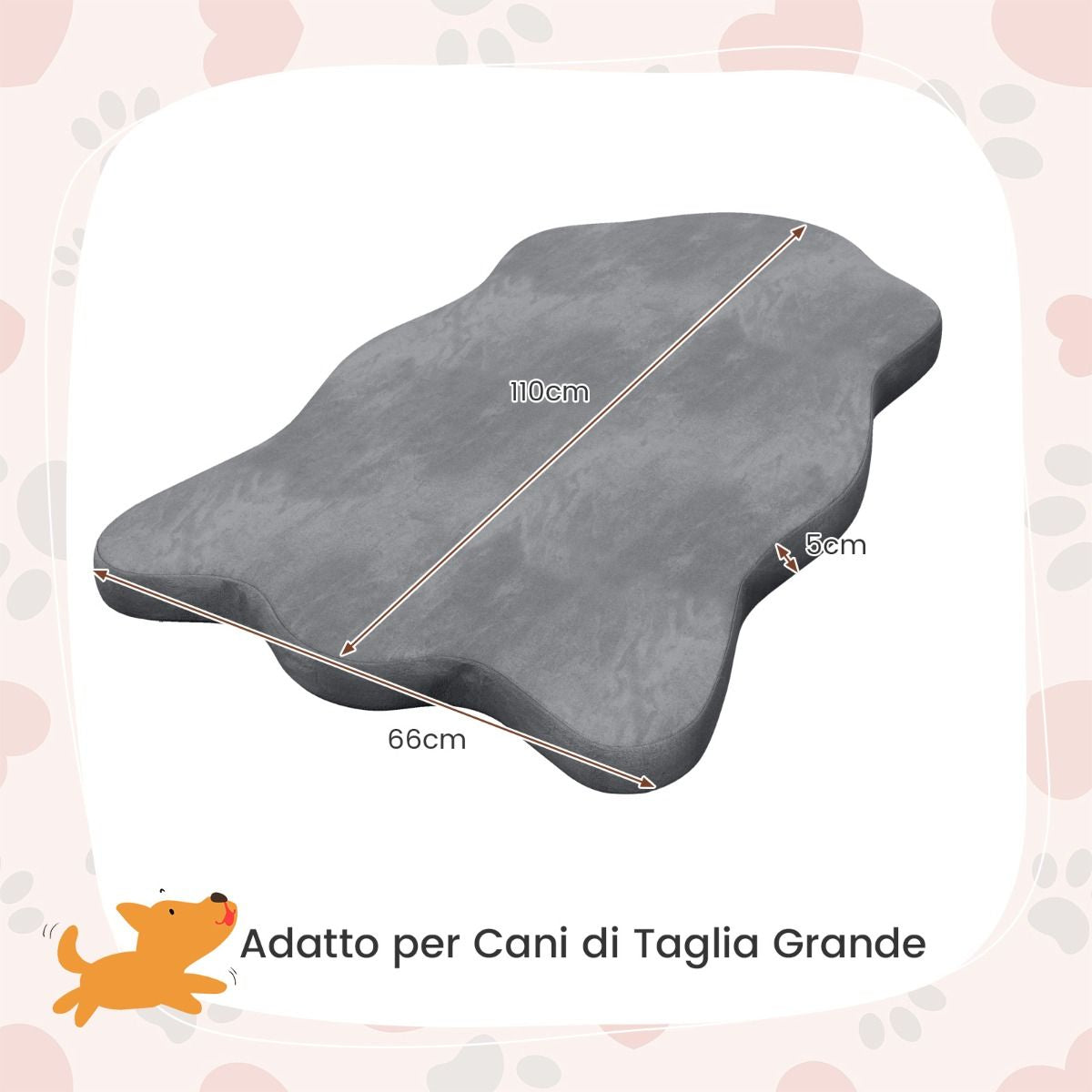 Cuscino per Cani Impermeabile, Cuscino Ortopedico per Cani Con Supporto in Memory Foam Copertura Rimovibile 2 Colori