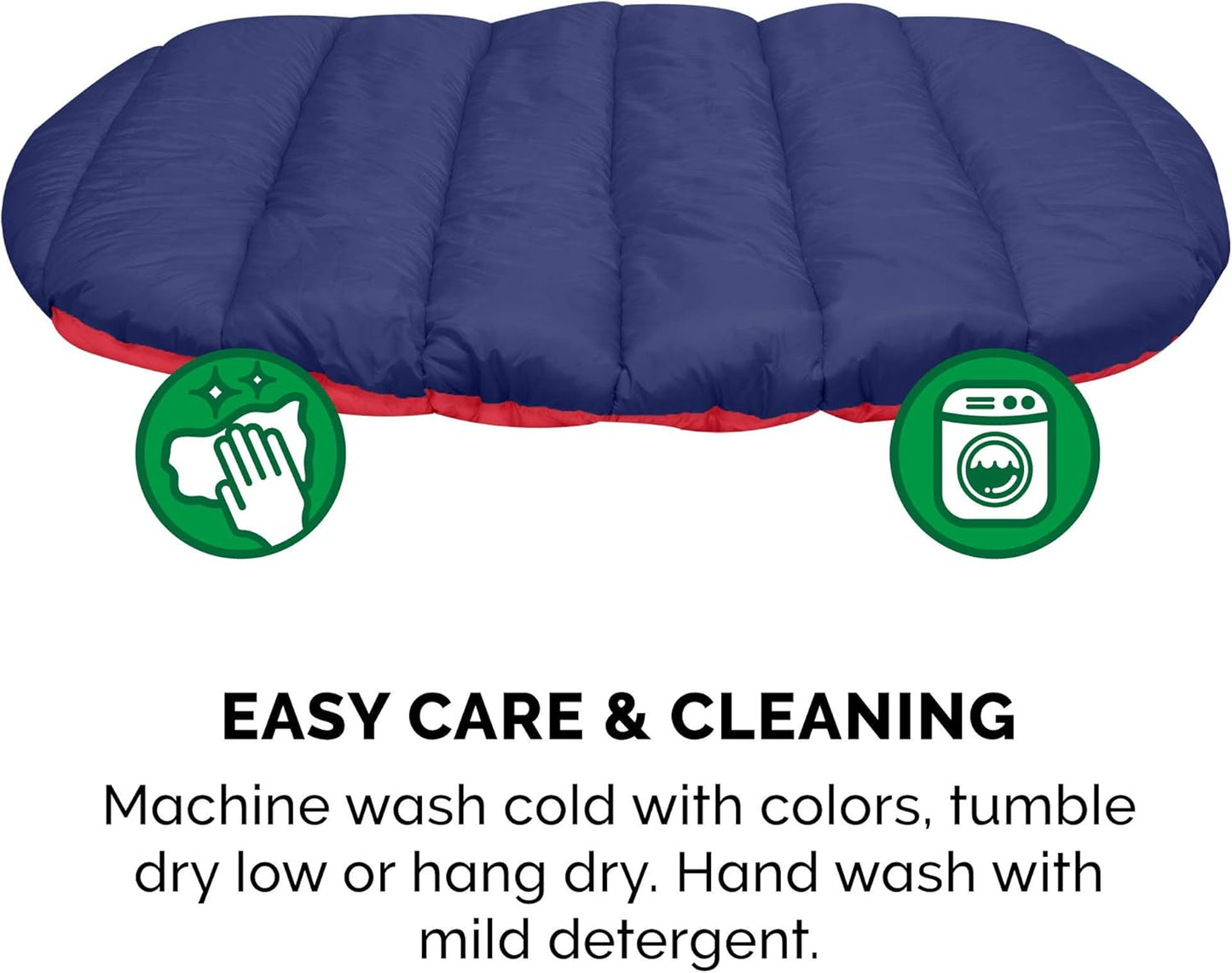 Large Dog Bed Trail Pup Travel Pillow Mat W/Stuff Sack, Washable - Flame Red/True Blue, Large