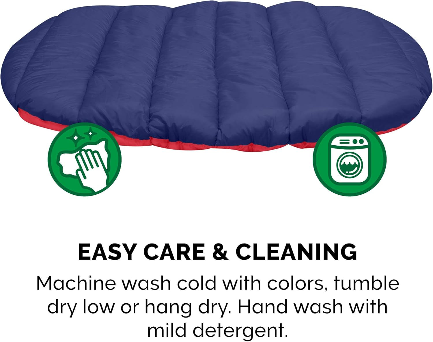 Large Dog Bed Trail Pup Travel Pillow Mat W/Stuff Sack, Washable - Flame Red/True Blue, Large