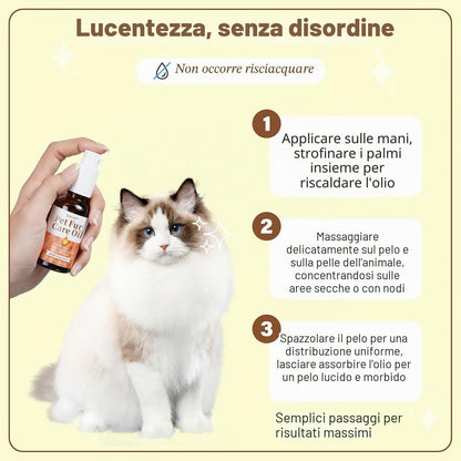 Olio per La Cura Della Pelliccia Di Cani E Gatti – Senza Risciacquo, Rimuove Grovigli E Dona Lucentezza, Arricchito Con Collagene E Oli Naturali, 30 Ml (Fragranza Delicata)