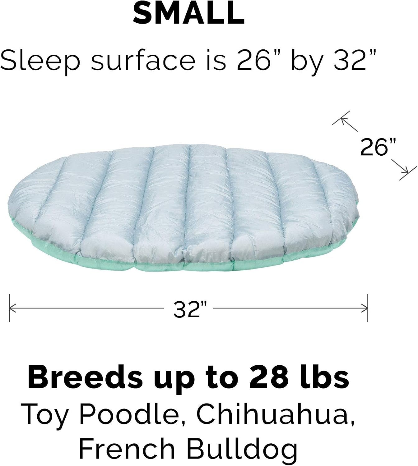 Small Dog Bed Trail Pup Travel Pillow Mat W/Stuff Sack, Washable - Aqua/Granite Gray, Small