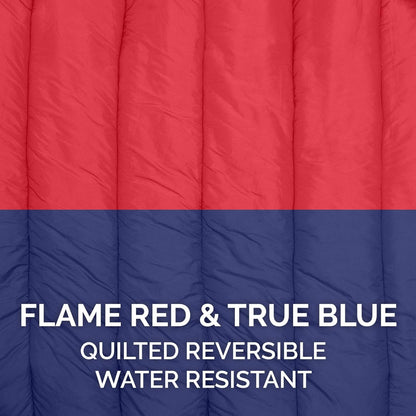 Large Dog Bed Trail Pup Travel Pillow Mat W/Stuff Sack, Washable - Flame Red/True Blue, Large