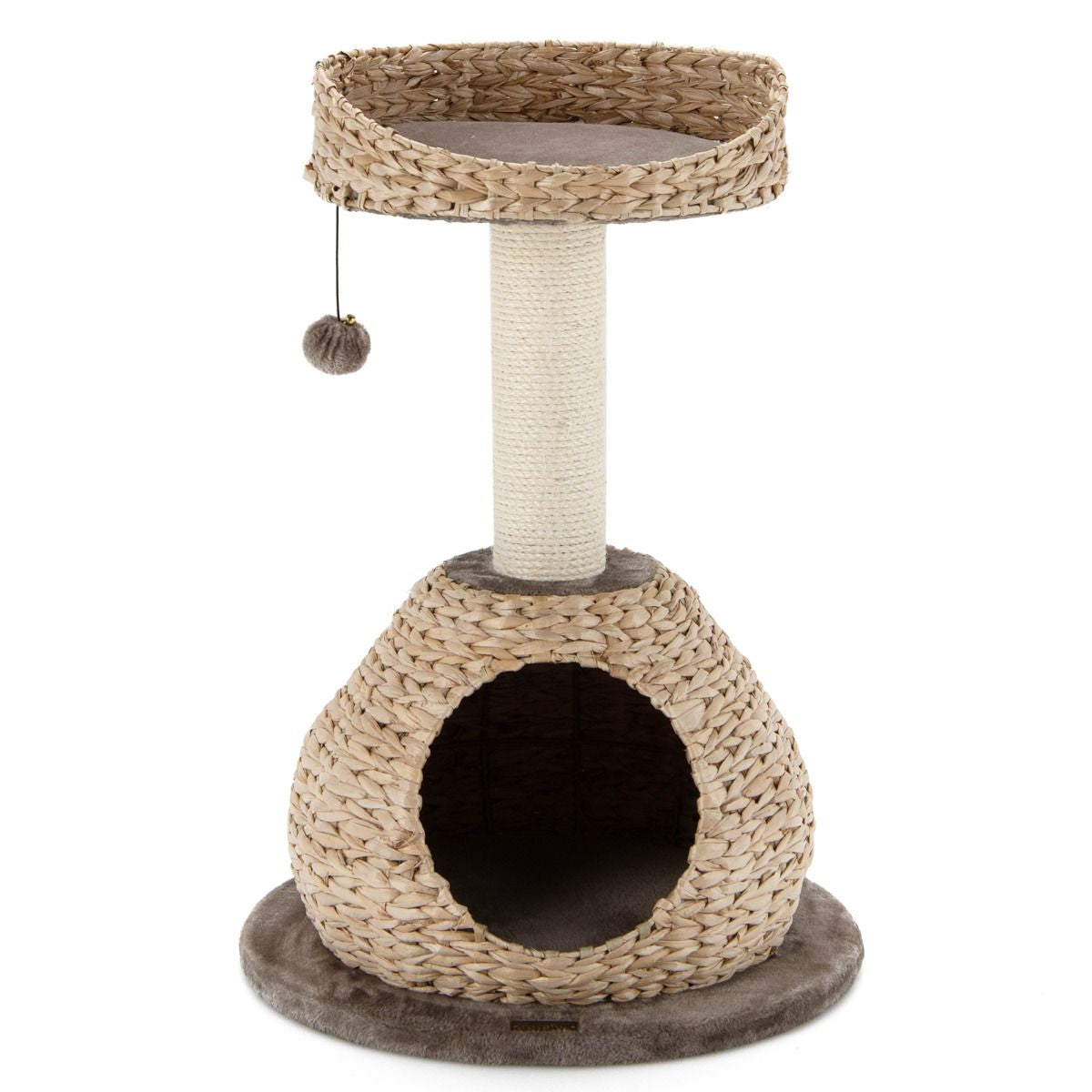 Albero per Gatti Da Interno Con Palo Tiragraffi in Sisal Naturale, Centro Attività Torre Con Pallina Appesa Marrone