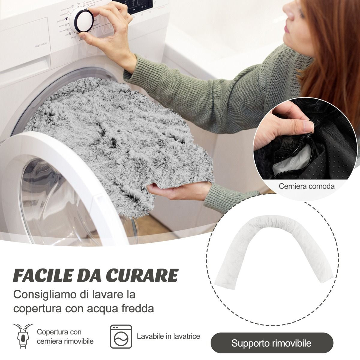 Cuccia per Cani in Peluche Con Fondo Antiscivolo Copertura Rimovibile E Lavabile, Letto Divano per Cani O Gatti 2 Colori 3 Dimensioni