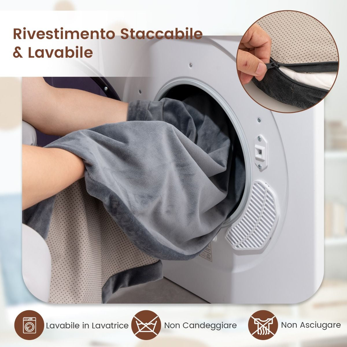 Cuscino per Cani Impermeabile, Cuscino Ortopedico per Cani Con Supporto in Memory Foam Copertura Rimovibile 2 Colori