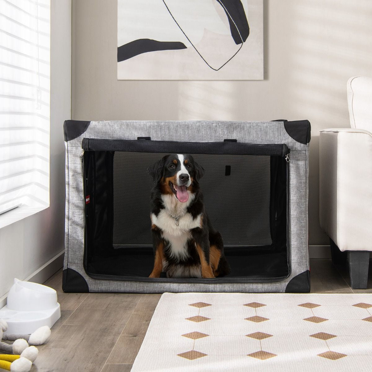 Trasportino per Cani Pieghevole Con 3 Aperture Telaio in Metallo, Kennel Portatile Morbido Da Viaggio 3 Dimensioni