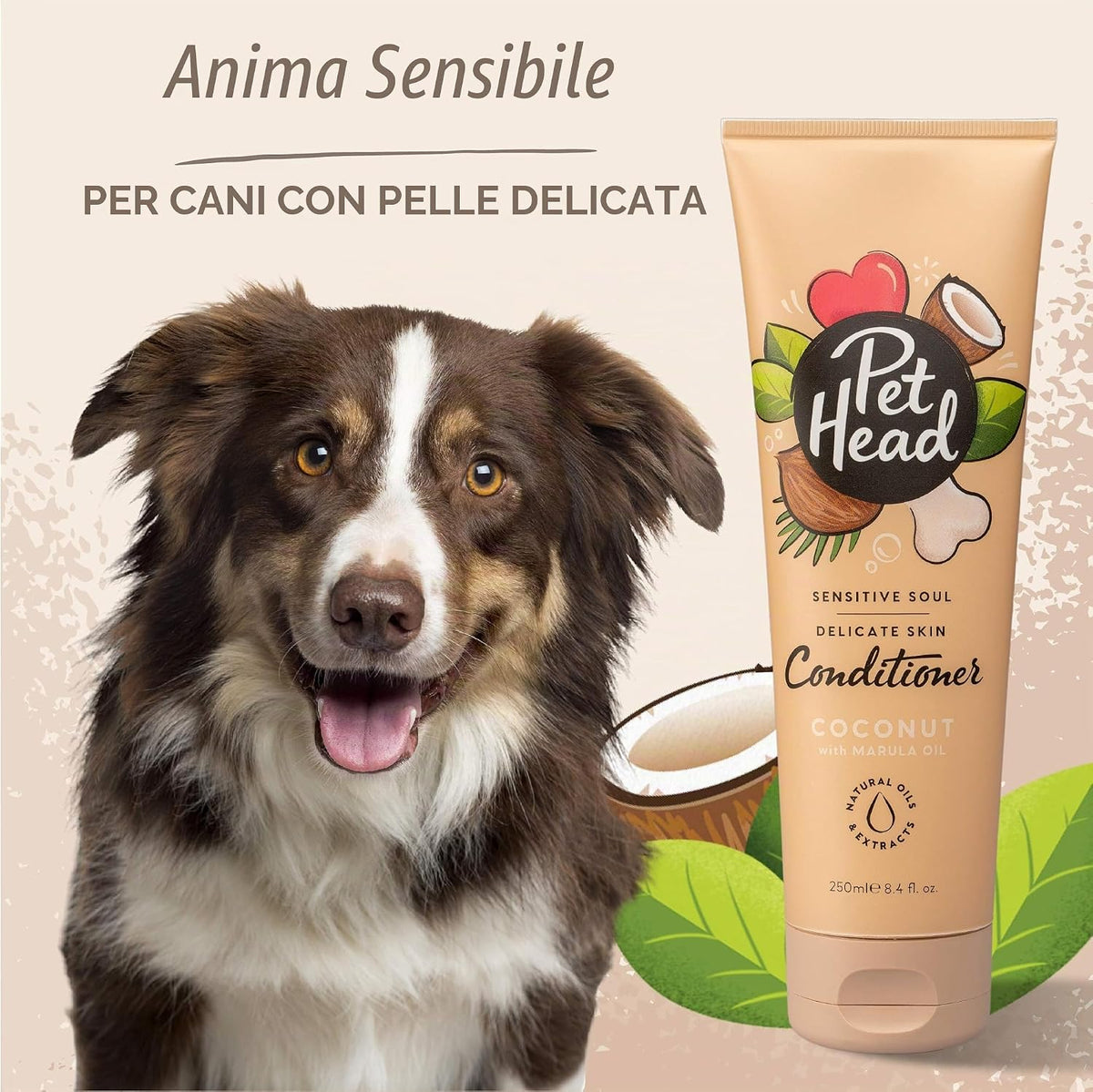 Balsamo per Cani Con Pelle Sensibile, Ipoallergenico Di Cocco, Marrone