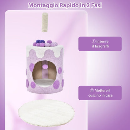 Albero per Gatti a Forma Di Bubble Tea, Mobile per Gatti Con Tiragraffi in Sisal Palline Appese 2 Colori