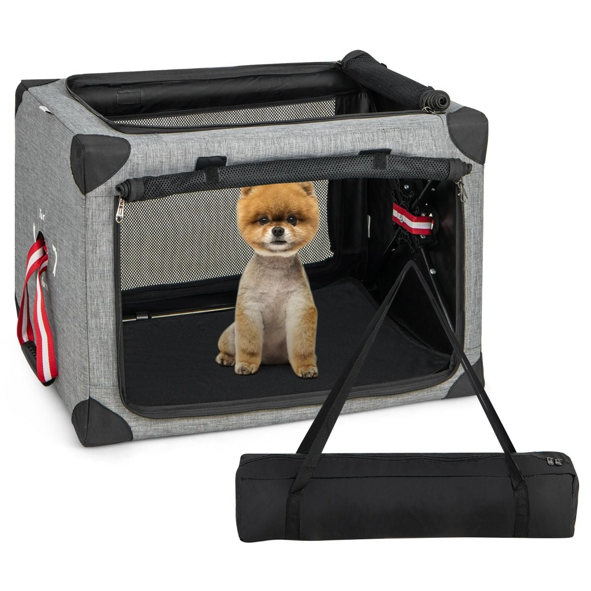 Trasportino per Cani Pieghevole Con 3 Aperture Telaio in Metallo, Kennel Portatile Morbido Da Viaggio 3 Dimensioni