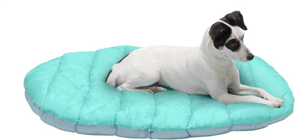 Small Dog Bed Trail Pup Travel Pillow Mat W/Stuff Sack, Washable - Aqua/Granite Gray, Small