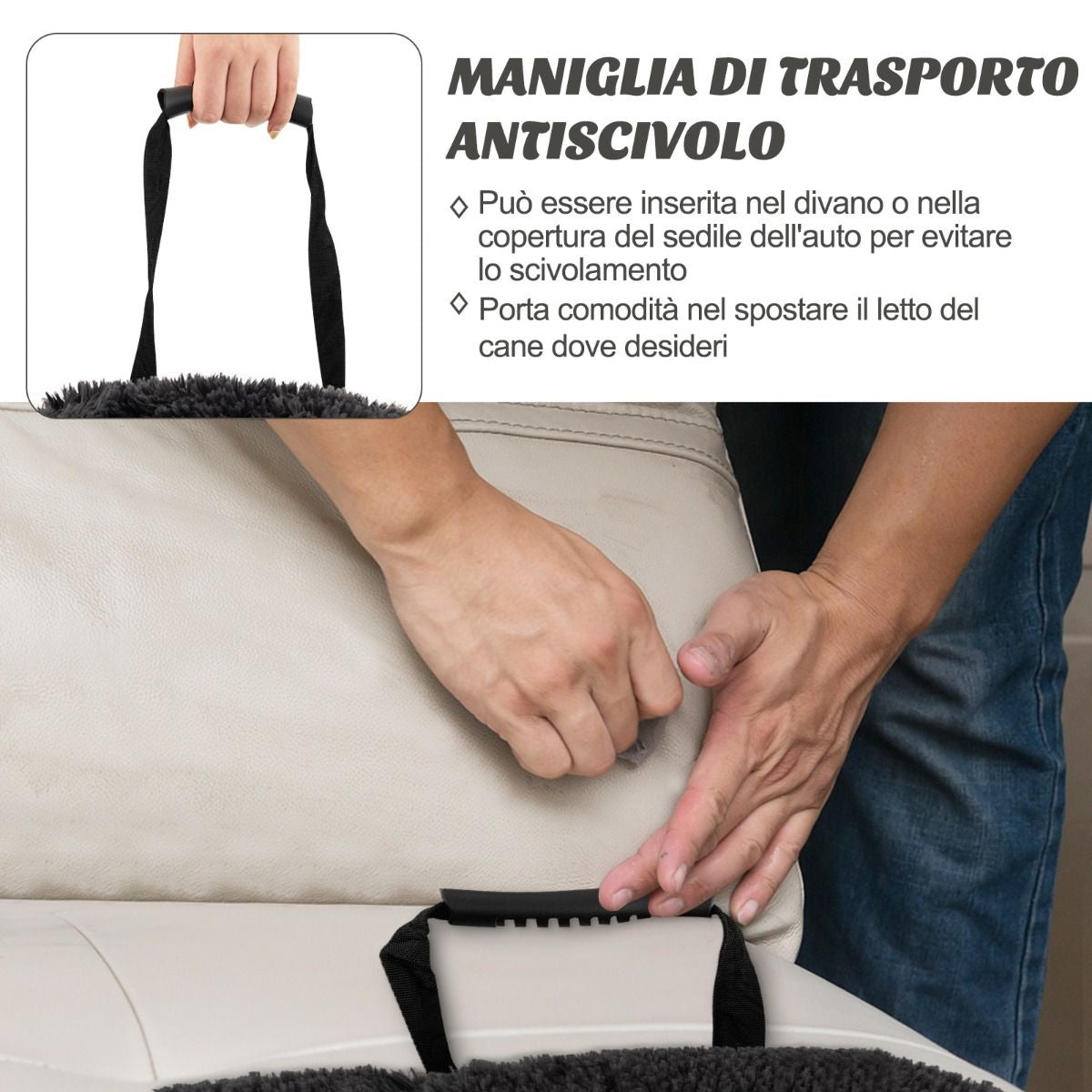 Cuccia per Cani in Peluche Con Fondo Antiscivolo Copertura Rimovibile E Lavabile, Letto Divano per Cani O Gatti 2 Colori 3 Dimensioni