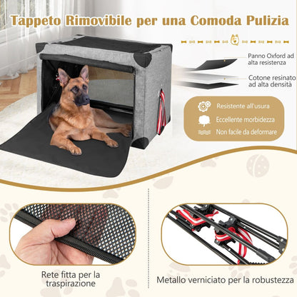 Trasportino per Cani Pieghevole Con 3 Aperture Telaio in Metallo, Kennel Portatile Morbido Da Viaggio 3 Dimensioni