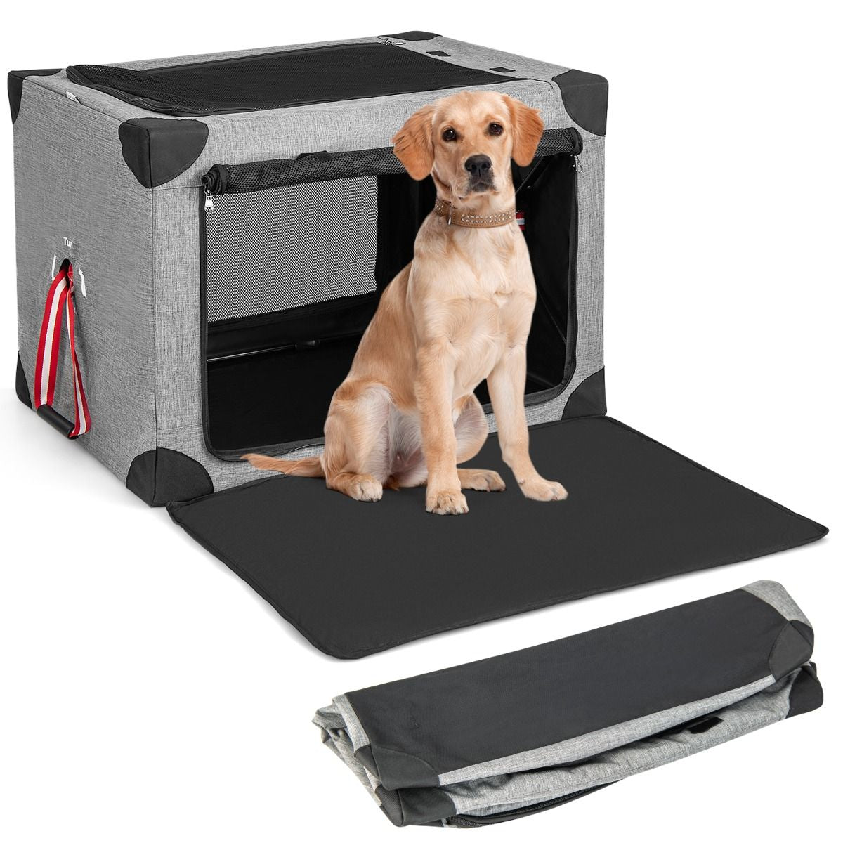 Trasportino per Cani Pieghevole Con 3 Aperture Telaio in Metallo, Kennel Portatile Morbido Da Viaggio 3 Dimensioni