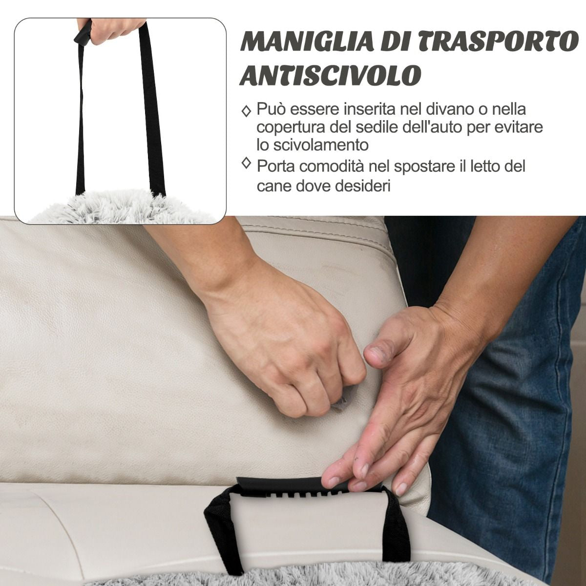 Cuccia per Cani in Peluche Con Fondo Antiscivolo Copertura Rimovibile E Lavabile, Letto Divano per Cani O Gatti 2 Colori 3 Dimensioni