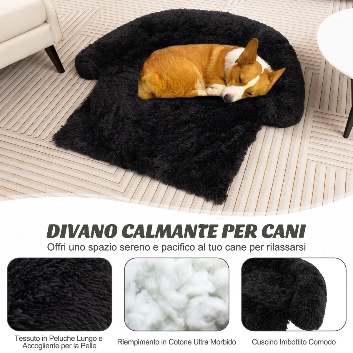 Cuccia per Cani in Peluche Con Fondo Antiscivolo Copertura Rimovibile E Lavabile, Letto Divano per Cani O Gatti 2 Colori 3 Dimensioni