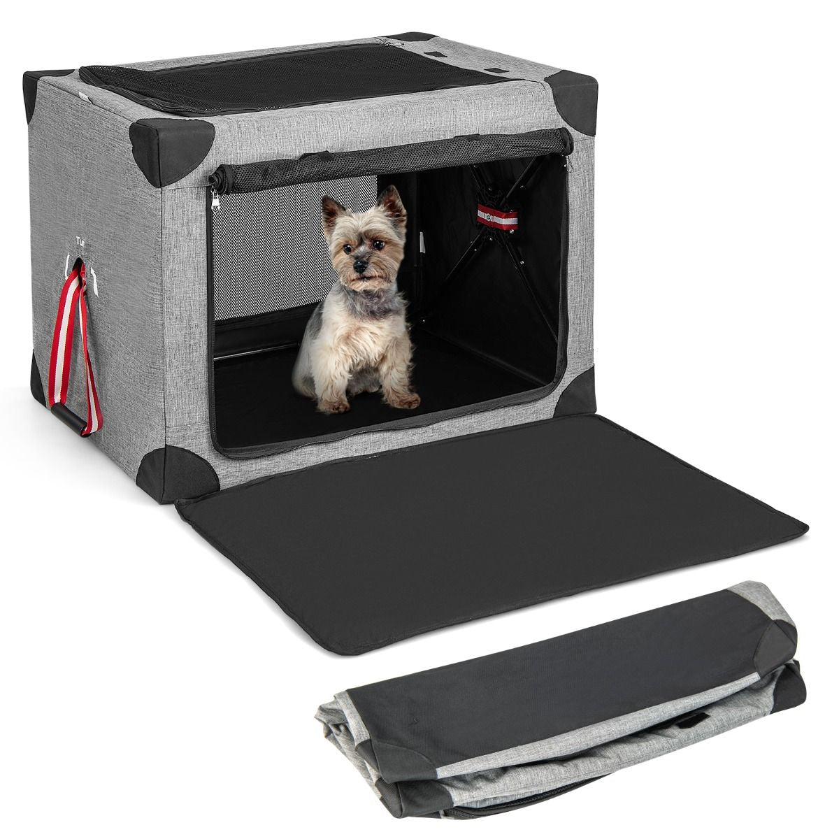 Trasportino per Cani Pieghevole Con 3 Aperture Telaio in Metallo, Kennel Portatile Morbido Da Viaggio 3 Dimensioni