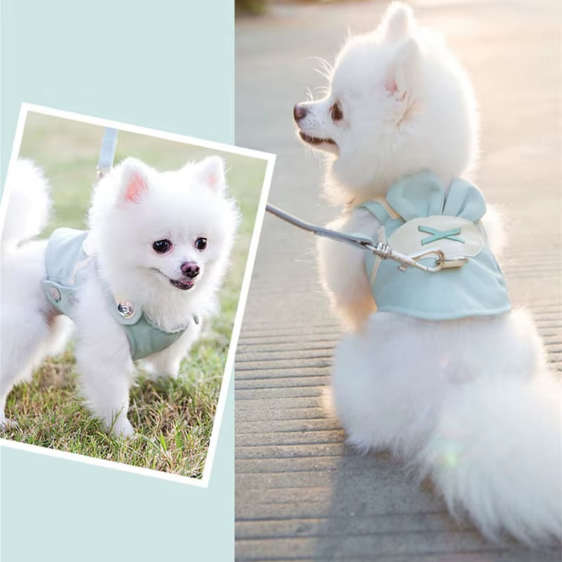 Cute Pet Dog Harness Leash Set Pet Chest Strap Breathable Dog Leash Walking Rope for Small Dogs Pomeranian Pet Vest Harness Rope