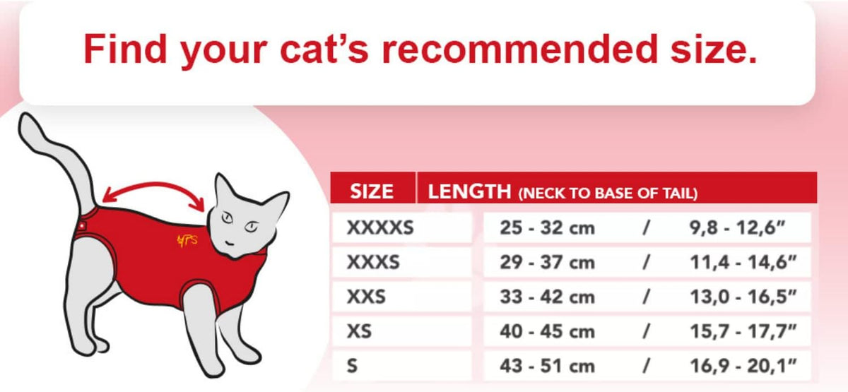 Medical Pet Shirt per Gatti, Rosso, XXS