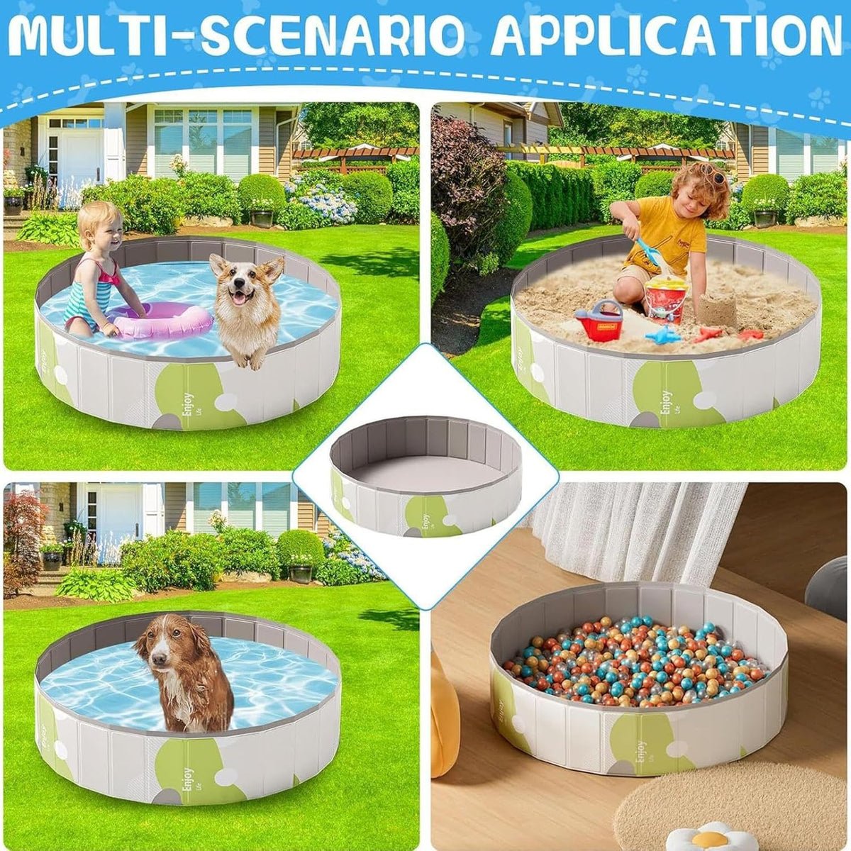 Pet Pools - for Large Dogs | PVC Foldable Stock Tank with Robust Walls & Vivid Finish Matte Texture For, Play, Outdoor, Indoor, Camping, Home and Professional Park Play Activity