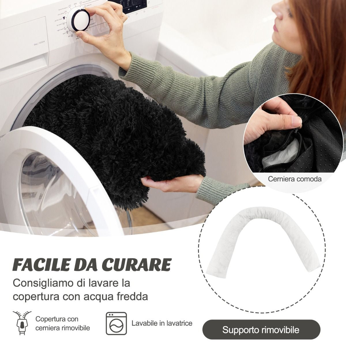 Cuccia per Cani in Peluche Con Fondo Antiscivolo Copertura Rimovibile E Lavabile, Letto Divano per Cani O Gatti 2 Colori 3 Dimensioni