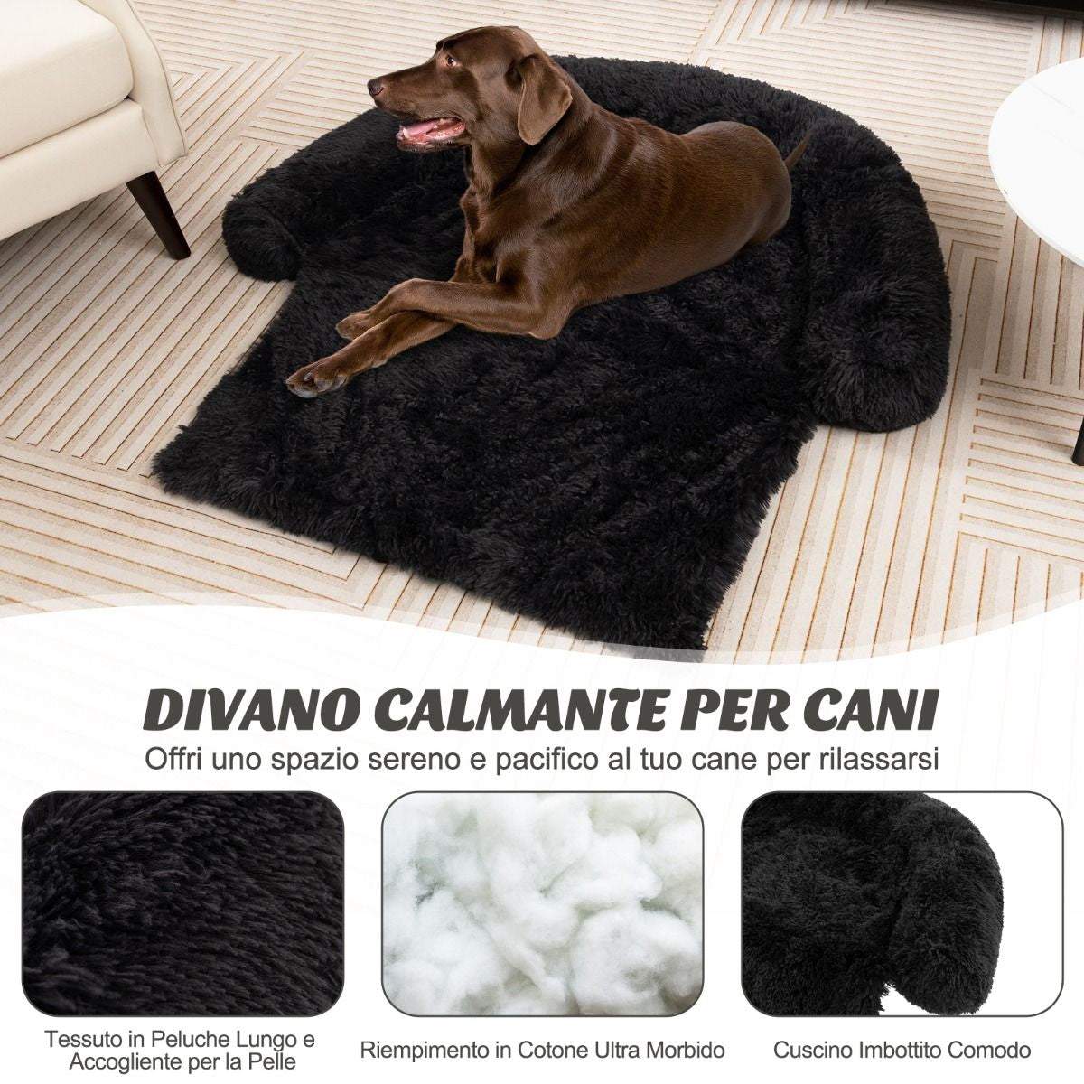 Cuccia per Cani in Peluche Con Fondo Antiscivolo Copertura Rimovibile E Lavabile, Letto Divano per Cani O Gatti 2 Colori 3 Dimensioni