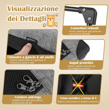 Trasportino per Cani Pieghevole Con 3 Aperture Telaio in Metallo, Kennel Portatile Morbido Da Viaggio 3 Dimensioni