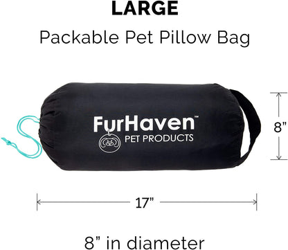 Large Dog Bed Trail Pup Travel Pillow Mat W/Stuff Sack, Washable - Flame Red/True Blue, Large