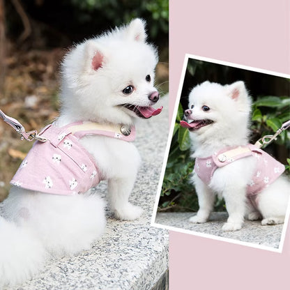 Cute Pet Dog Harness Leash Set Pet Chest Strap Breathable Dog Leash Walking Rope for Small Dogs Pomeranian Pet Vest Harness Rope