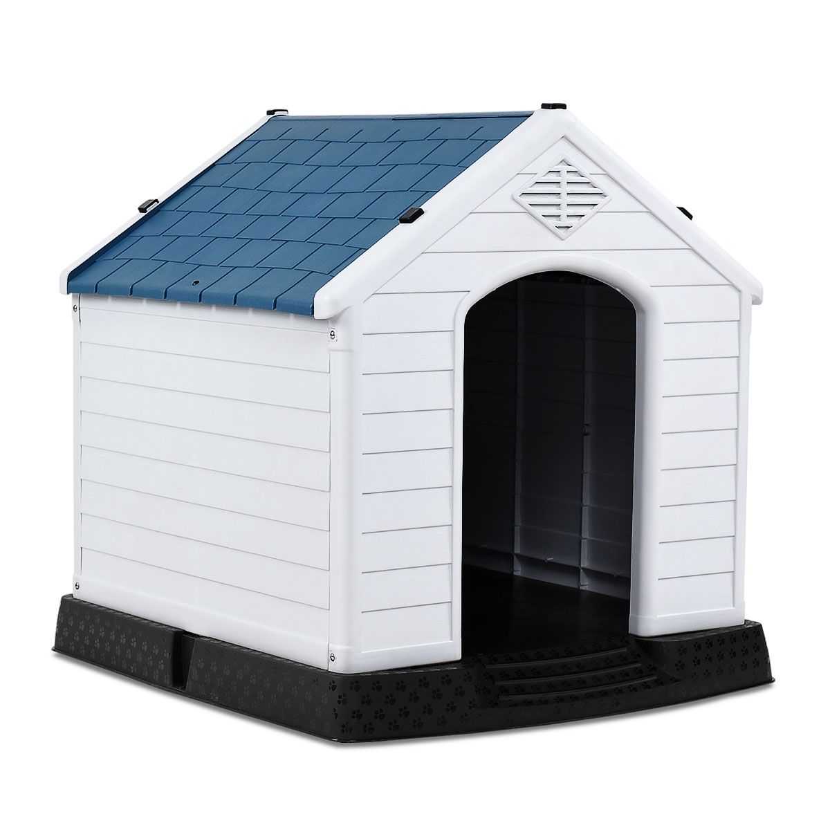 Casetta Impermeabile E Ventilata per Cani, Cuccia Con Valvole D’Aria E Pavimento Rialzato, Blu